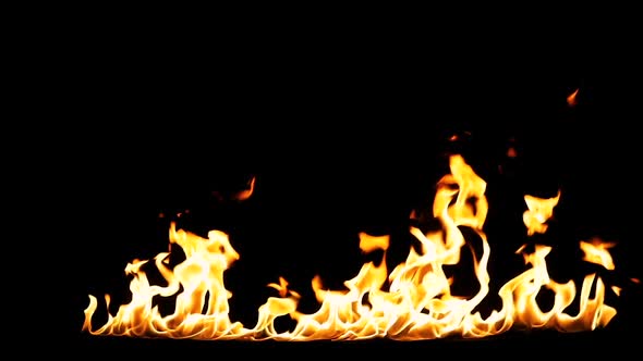 Real Fire shot in 50 fps and isolated on black background. 