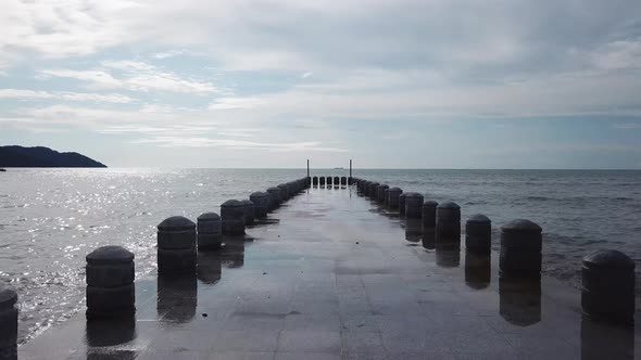 Gimbal shot over pier Batu Ferringhi