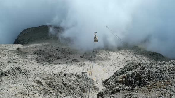 Cable Car "Olympos Teleferik" Moving Upon Tahtali Mountain Slope. Kemer, Turkey.