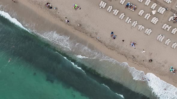 People swim in the sea aerial view 4 K Turkey Alanya