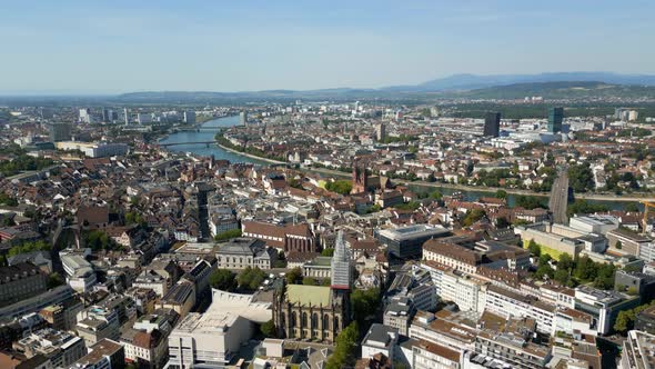 Panoramic View Over the City of Basel in Switzerland From Above