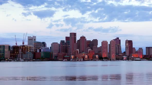 Timelapse of Boston Skyline in Massachusetts