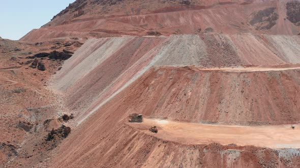 Aerial Panorama View of the Red Stone Quarry on a Sunny Day, California, USA