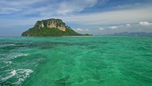 Sailing the Bay on Boat, Passing By Islands in Krabi Province, Thailand