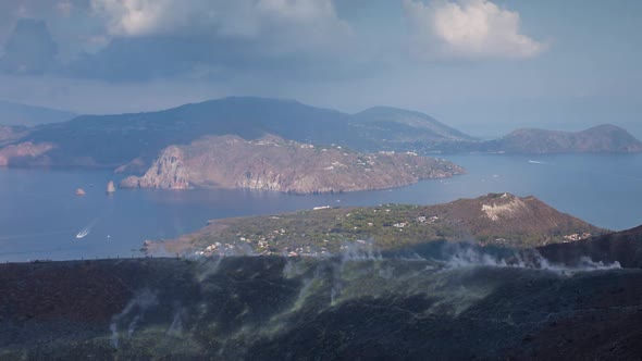 volcano sicily vulcano sulphure fumes active italy mountain island