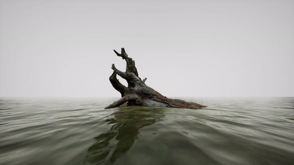 Dead Oak Tree in the Atlantic Ocean Water