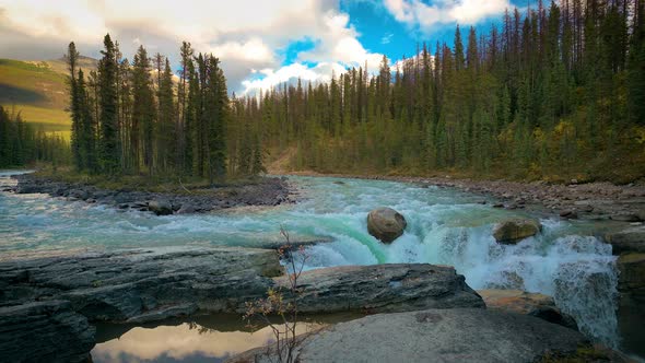 Upper Sunwapta Falls in Jasper National Park Canada