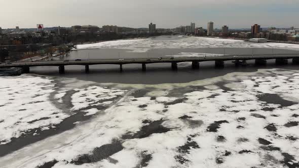 Beautiful Half Frozen River - Charles River, Boston, Massachusetts
