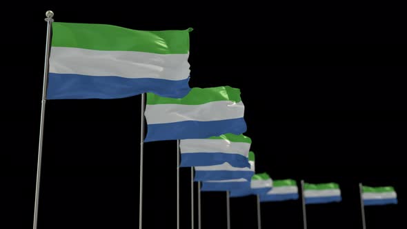 Sierra Leone Row Of Flags Animation Include Alpha Channel alt