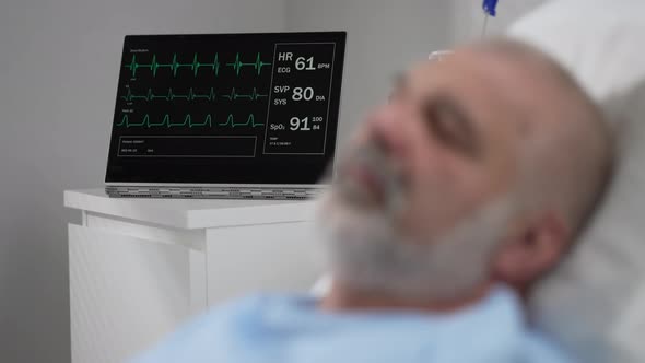 Looped Patient Monitor Displays Vital Signs ECG Electrocardiogram EKG Oxygen Saturation SPO2 and