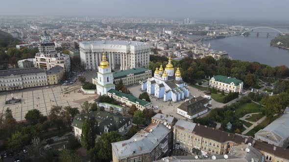 St. Michael's Golden-Domed Monastery in Kyiv, Ukraine. Slow Motion, Kiev