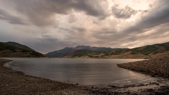 Wide time lapse as storm clouds move through the sky