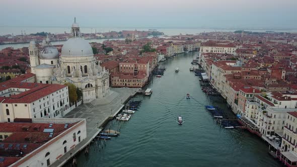 Venice Aerial View at Sunrise in Italy
