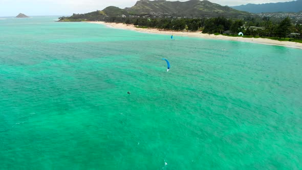 Aerial of Kite Boarder in Kailua Bay