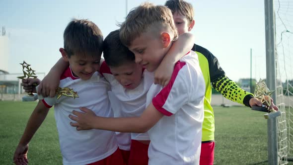 Soccer Team of Little Boys Is Rejoicing By Winning