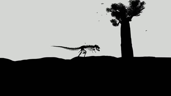 Silhouette Dinosaur Remains in the Amazon Jungle