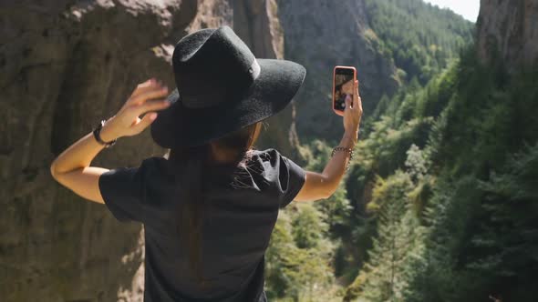 Adorable Girl Taking Selfie in Trigrad, Shiroka Laka, Bulgaria