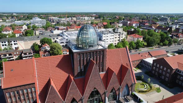 Technical University In Brunswick, Germany. Aerial View Of Haus der Wissenschaften.