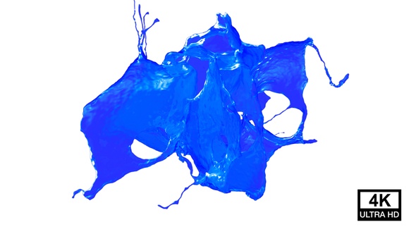 Collision Of Streaming Blue Paint Splash V10