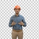 Happy young engineer in helmet talking to the camera, Alpha Channel - VideoHive Item for Sale