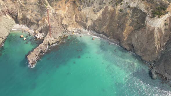 Flying on a Drone Over Cape Fiolent in the Spring on the Day