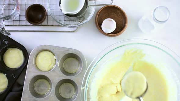 Step by step. Preparing traditional sweet cornbread from organic ingredients.