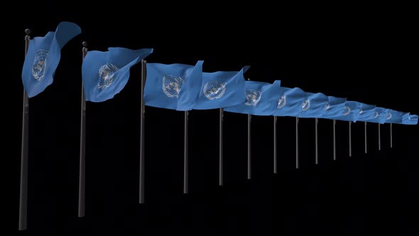 Row Of Un Flags With Alpha 2K