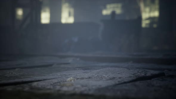 Frightening Abandoned Factory at Night alt