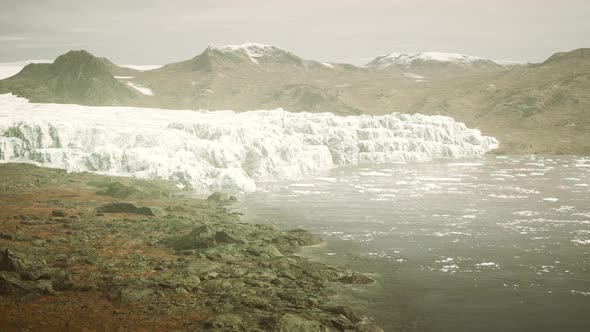 Big Glacier on the Coast of Antarctica a Sunny Summer Afternoon