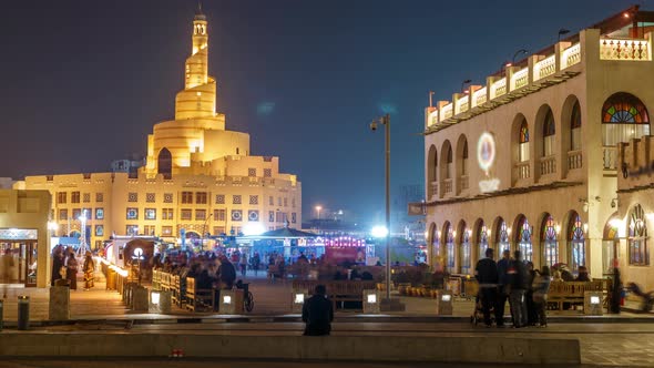 Souq Waqif Night Timelapse in Doha Qatar