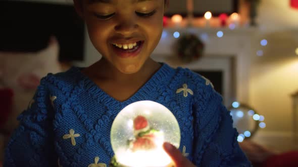 Girl at home at Christmas time