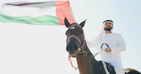 Arabian man with his horse
