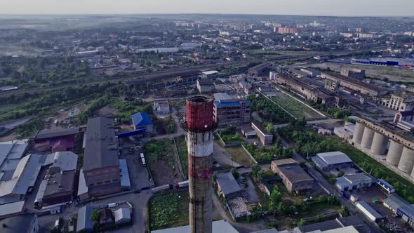 Aerial Panoramic View on of a Industrial Plant Zone