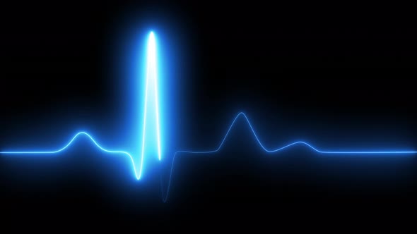 Neon Heartbeat on Black Isolated Background