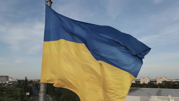 Flag of Ukraine in the Wind. Kyiv