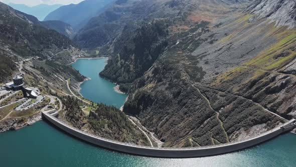 Aerial View of Kolnbrein Dam in Carinthia, Austria.