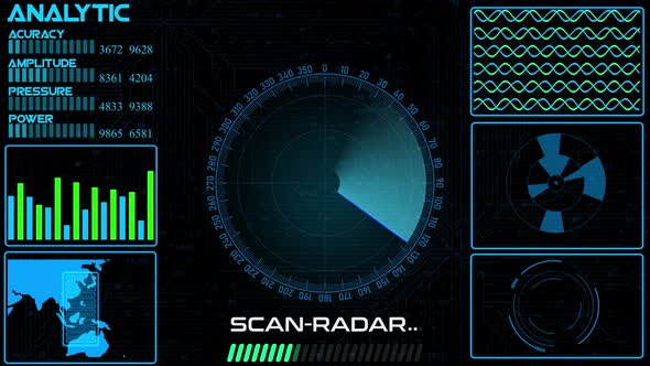 Technology radar HUD motion background. Vd 64