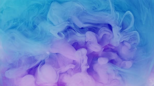Pastel Color Blue Purple Pink Acrylic Paint Drop Motion in Underwater
