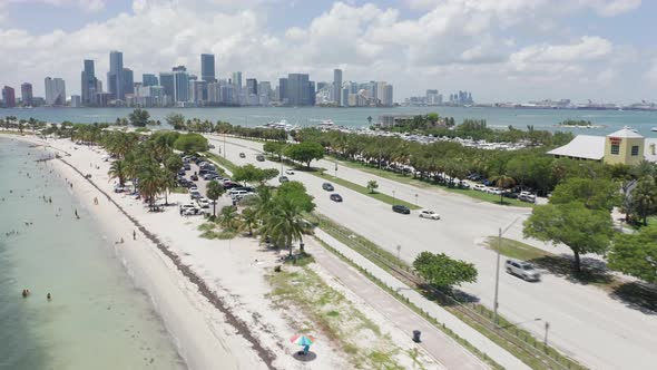  Aerial View on Highway Along the Beach at Miami Bay on Summer Sunny Day alt