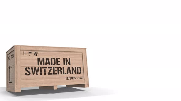 Wooden Crate with MADE IN SWITZERLAND Text