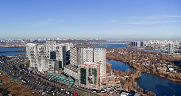 Aerial View Over Modern City Buildings