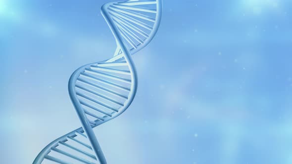 DNA Strand Model On Light Blue Background 4K