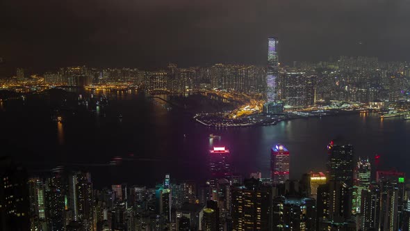 Cityscape Hong Kong Yau Tsim Mong Flashing Skyscraper