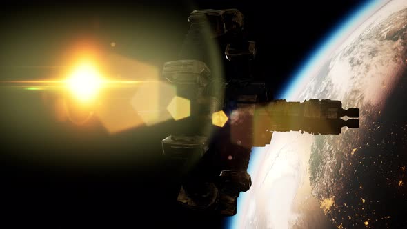 International Space Station Over the Planet Earth alt