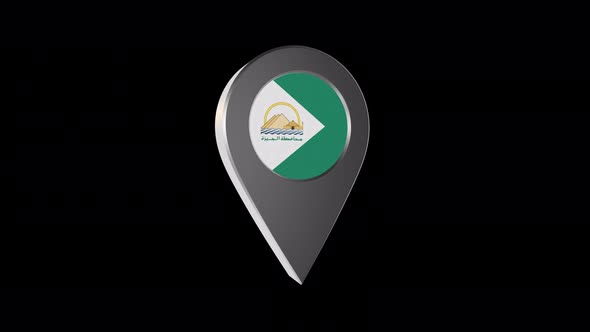 3d Animation Map Navigation Pointer With Flag Of Giza (Egypt) With Alpha Channel - 4K