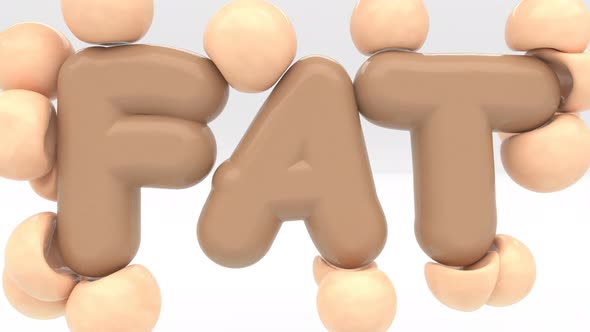 Fat Cells Stick to Text Fat 3d Style on White