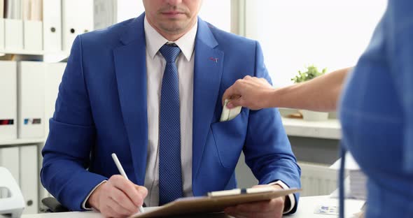 Woman Giving Bribe to Businessman and Signing Contract  Movie