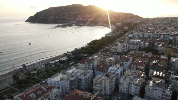 Aerial View Alanya Turkey  Resort Town Seashore