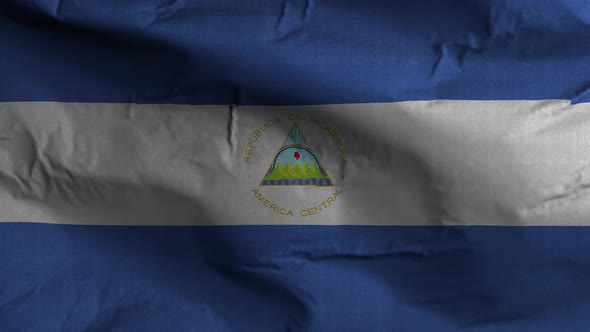 Nicaragua Flag Textured Waving Background 4K