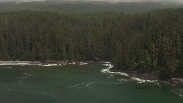 Beautiful Aerial Panoramic Landscape View of the Rocky Pacific Ocean Coast in the Southern Vancouver